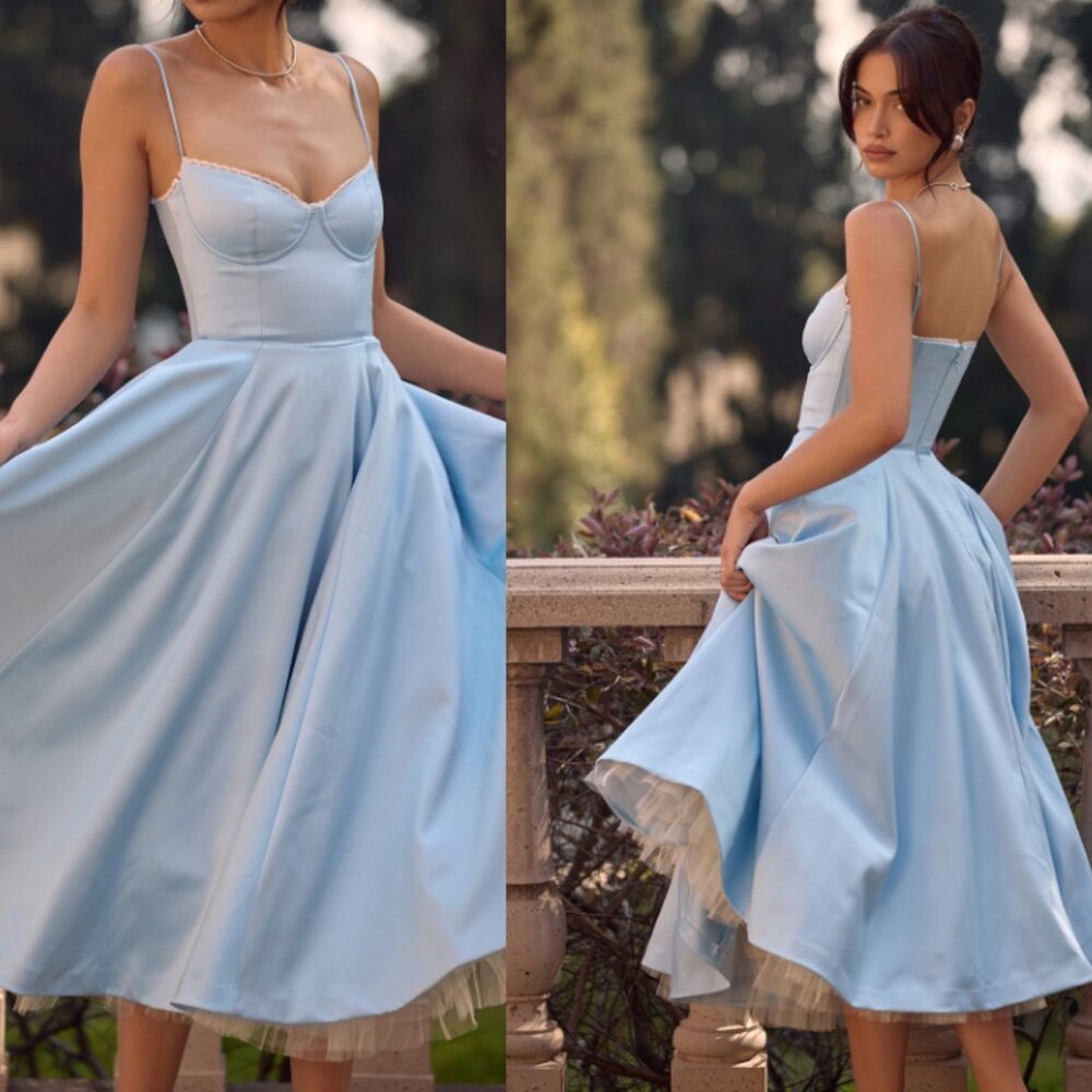 HOUSE OF CB 'Mademoiselle' Cinderella Blue Tulle Midi Dress NWOT - Picture 4 of 5